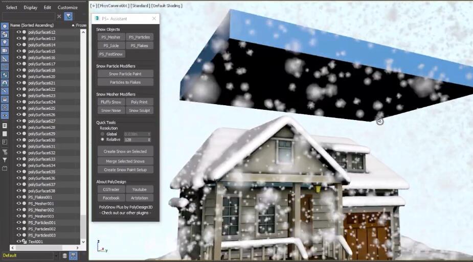 3DSMAX插件下载 3DS MAX超强造雪一键生成雪插件 PolySnow Plus 汉化版 + 使用教程-1