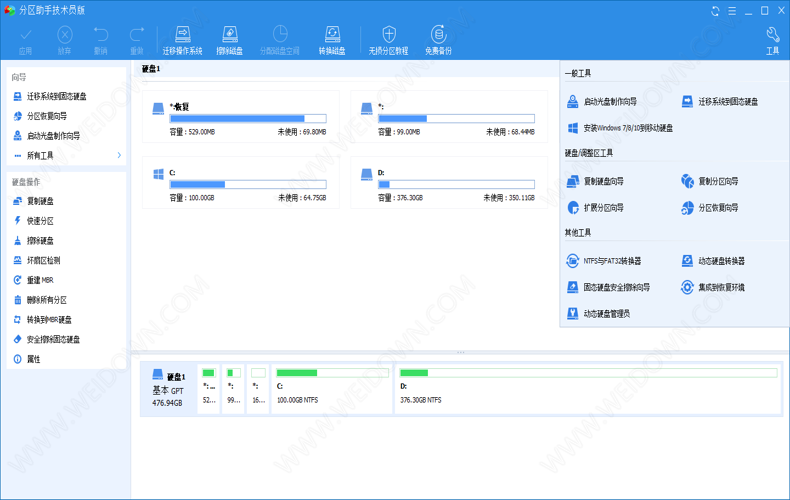 傲梅分区助手下载 - 傲梅分区助手 AOMEI Partition Assistant 8.10 精简单文件版
